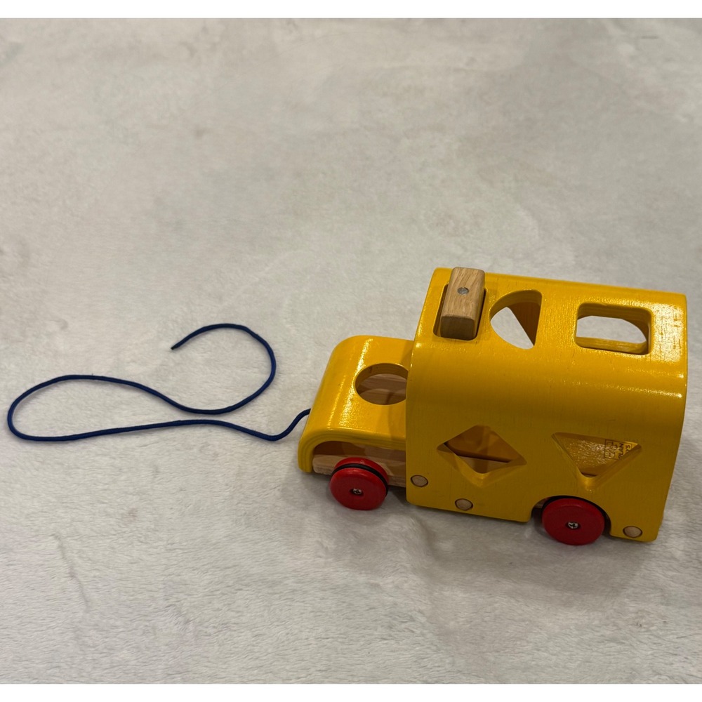 Plan Toys Wooden Pull Along Shape‎ Sorter Truck Yellow Red 032310 Eco Friendly